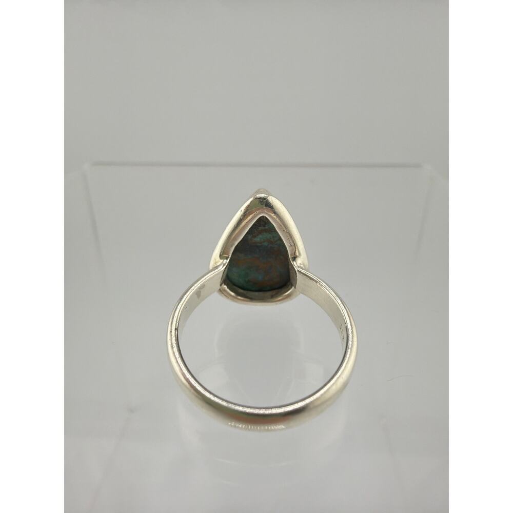 Teardrop Azurite Blue Green 925 Sterling Silver Statement Ring Size 7 - Picture 6 of 7